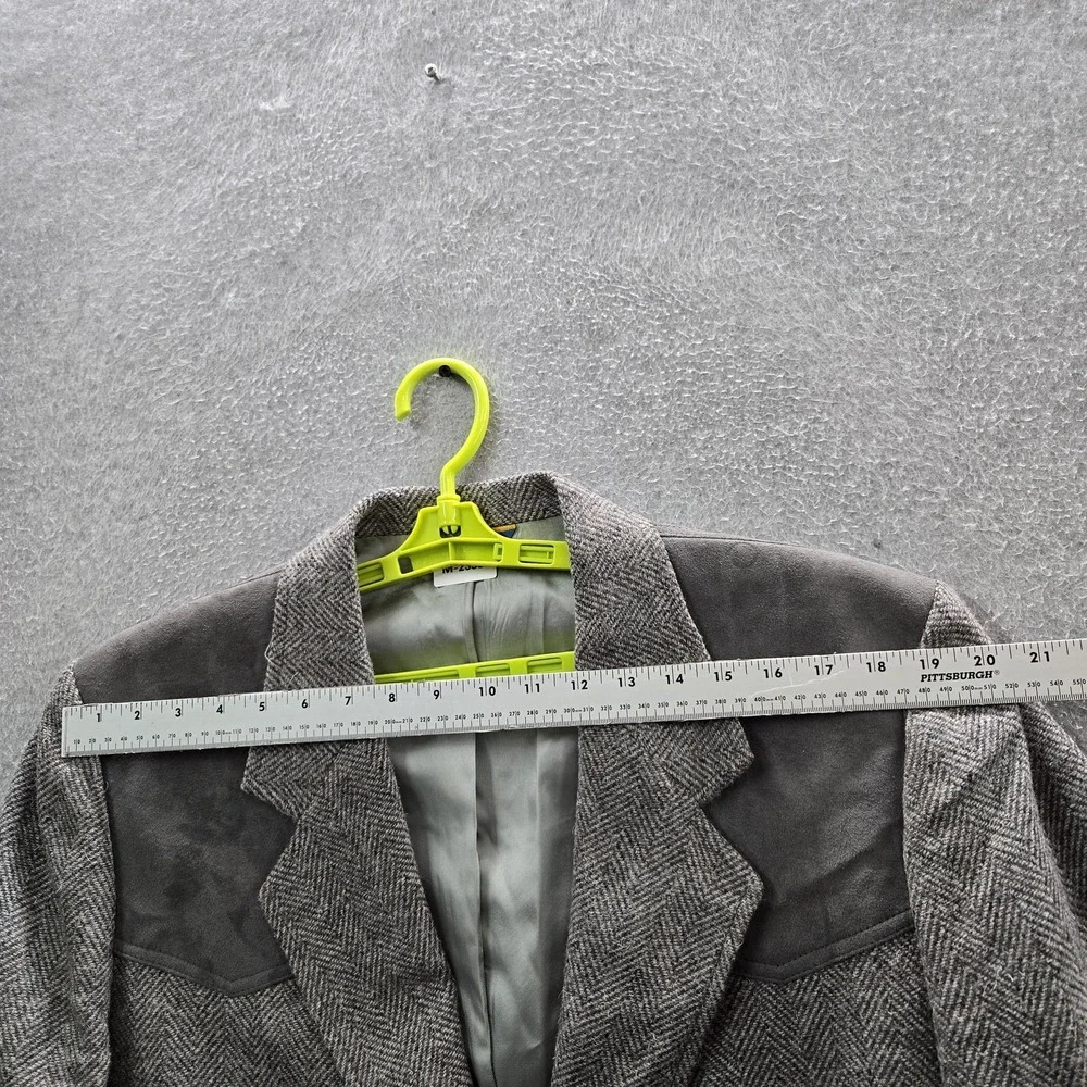 VINTAGE Pendleton Men Blazer 44 LONG 90s USA Gray Wool Herringbone Sport Coat